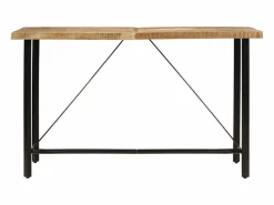 Clicnbuy Mesa alta de hierro y madera maciza de mango 180x70x107 cm