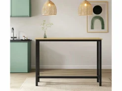 MB Muebles Bonitos Mesa alta para Cocina Comedor en Negro y Sonoma 140x40x100cm Ani Negro / Color natural claro