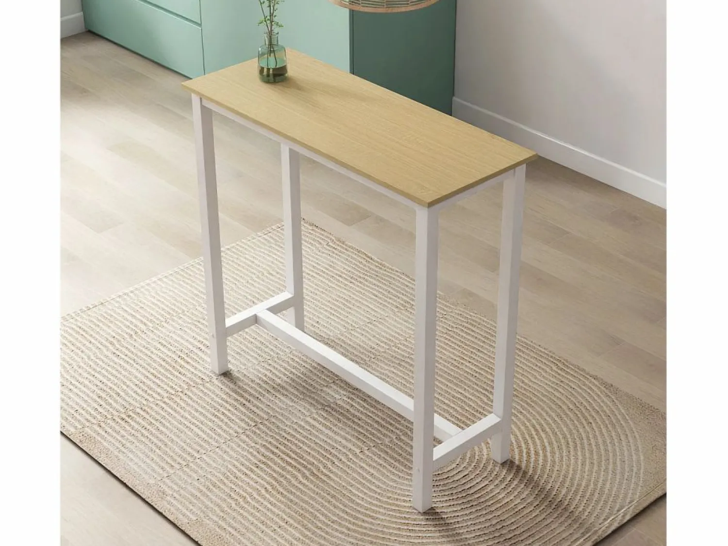 Best MB Muebles Bonitos Mesa alta para Cocina Comedor en Blanco y Sonoma 100x40x100cm Ani Color natural claro / Blanco