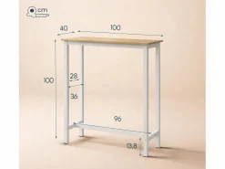 Best MB Muebles Bonitos Mesa alta para Cocina Comedor en Blanco y Sonoma 100x40x100cm Ani Color natural claro / Blanco