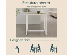 Best MB Muebles Bonitos Mesa alta para Cocina Comedor en Blanco y Sonoma 100x40x100cm Ani Color natural claro / Blanco
