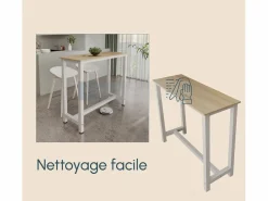 Sale Mesa alta para Cocina Comedor en Blanco y Sonoma 120x40x100cm Ani Mesa Alta