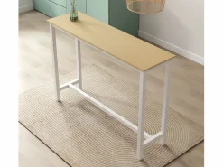 Outlet MB Muebles Bonitos Mesa alta para Cocina Comedor en Blanco y Sonoma 140x100x40cm Ani Color natural claro / Blanco