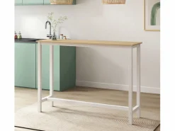 Outlet MB Muebles Bonitos Mesa alta para Cocina Comedor en Blanco y Sonoma 140x100x40cm Ani Color natural claro / Blanco
