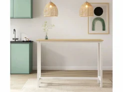 Outlet MB Muebles Bonitos Mesa alta para Cocina Comedor en Blanco y Sonoma 140x100x40cm Ani Color natural claro / Blanco