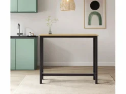 Hot MB Muebles Bonitos Mesa alta para Cocina Comedor en Negro y Sonoma 120x40x100cm Ani Negro / Color natural claro