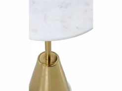 Mesa auxiliar con base de metal y sobre de marmol blanco Dorado