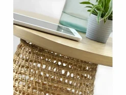 Discount Casâme Mesa auxiliar con tabla de bambú pata ratán Color natural claro