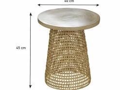 Discount Casâme Mesa auxiliar con tabla de bambú pata ratán Color natural claro