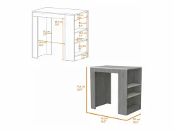 Outlet TuHome Mesa Auxiliar de cocina Portree en melamina con 2 estantes , 91.18 cm X 92 cm X 58.9 cm , Blanco