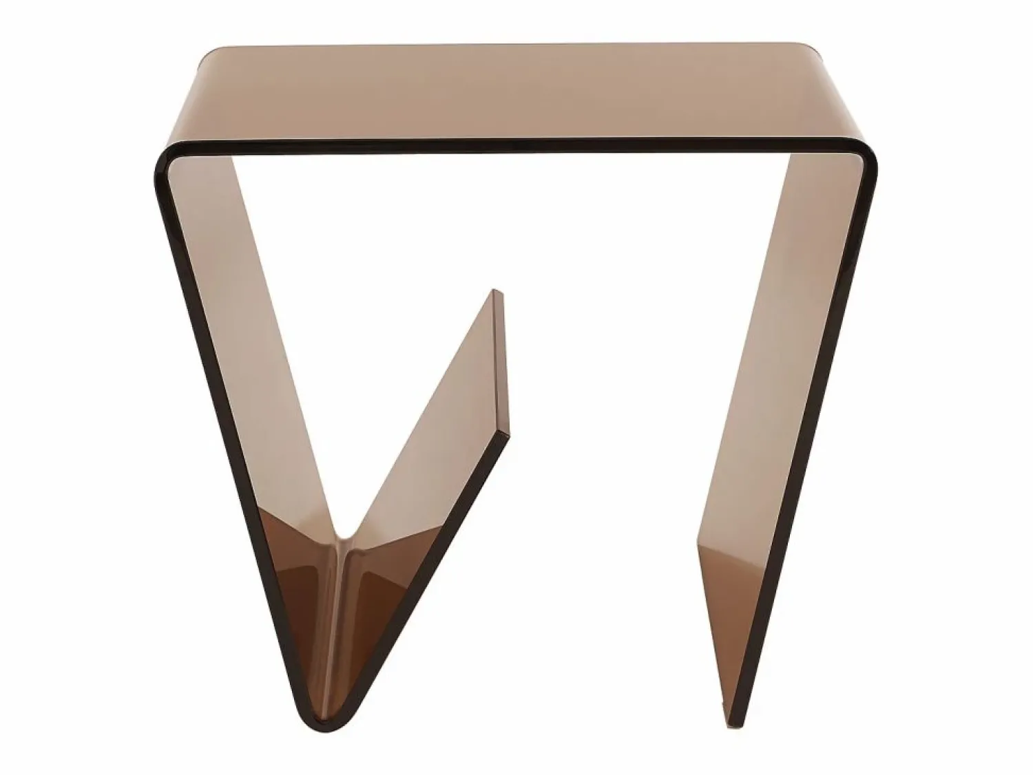 New Vente-unique Mesa auxiliar de cristal templado curvado - Marrón - ZENIA Marru00f3n