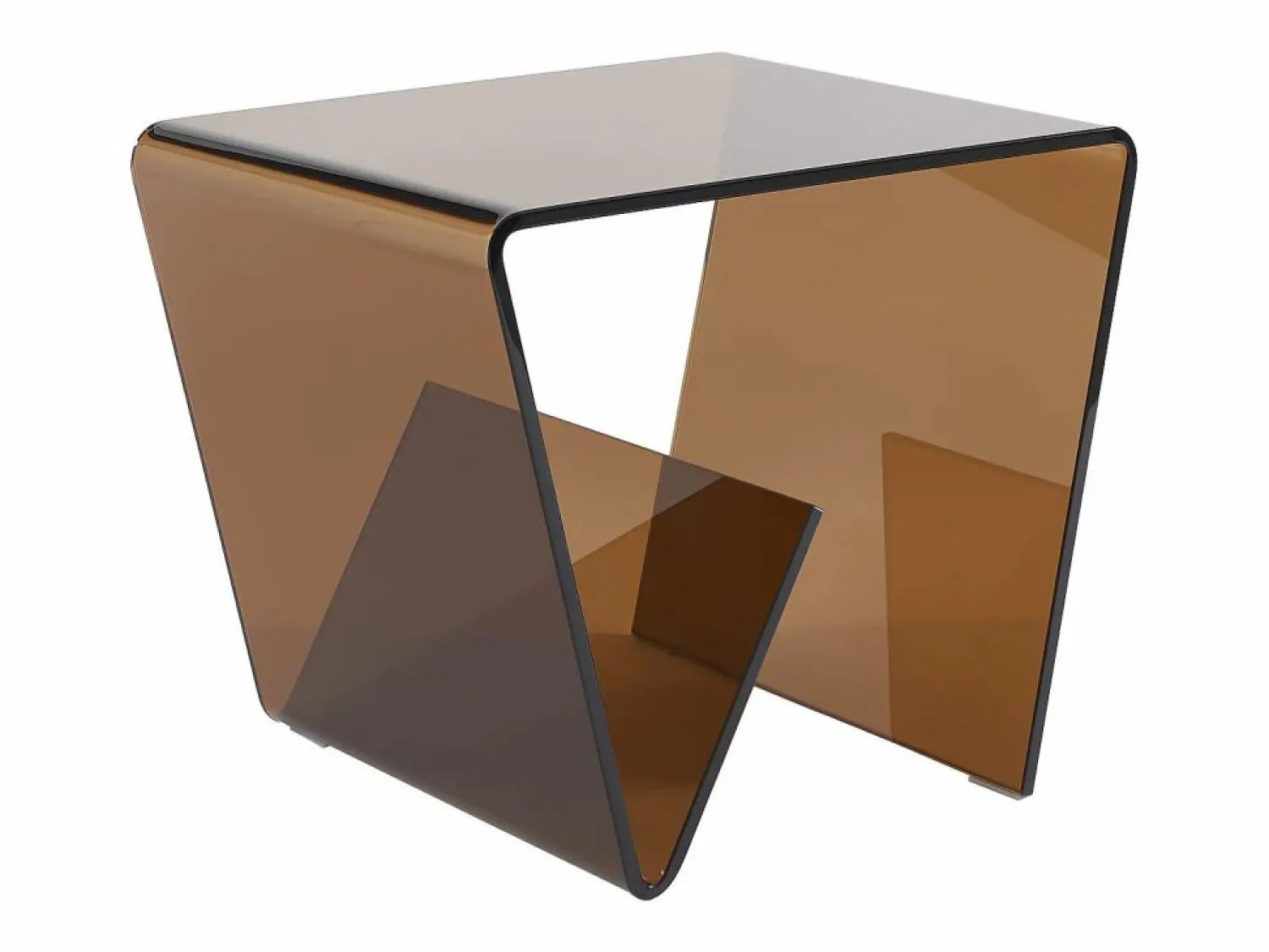 New Vente-unique Mesa auxiliar de cristal templado curvado - Marrón - ZENIA Marru00f3n