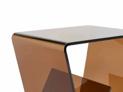 New Vente-unique Mesa auxiliar de cristal templado curvado - Marrón - ZENIA Marru00f3n