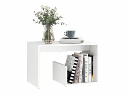 New Clicnbuy Mesa auxiliar de madera contrachapada 59x36x38 cm Blanco