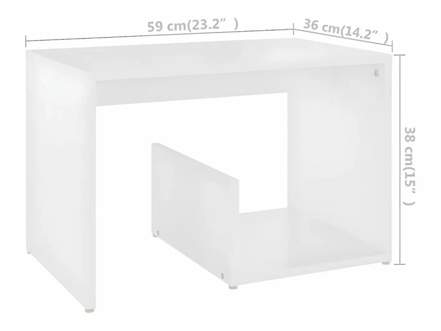 New Clicnbuy Mesa auxiliar de madera contrachapada 59x36x38 cm Blanco