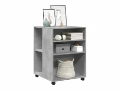 Best Mesa auxiliar de madera de ingeniería hormigón con ruedas Gris