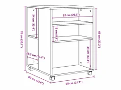 Best Mesa auxiliar de madera de ingeniería hormigón con ruedas Gris