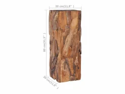 Hot Mesa auxiliar de madera maciza de teca 30x30x80 cm Mesa Auxiliar