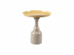 New Vente-unique Mesa auxiliar de metal - Beige y Amarillo claro brillante - KYRESA Beige / Amarillo claro