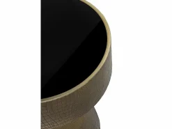 Mesa auxiliar de metal doraro y cristal negro Mesa Auxiliar