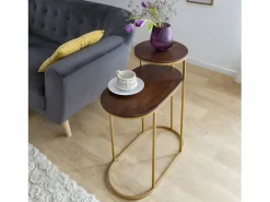 Best Made In Meubles Mesa auxiliar de metal y madera de mango Léon Dorado