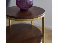 Best Made In Meubles Mesa auxiliar de metal y madera de mango Léon Dorado