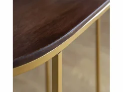 Best Made In Meubles Mesa auxiliar de metal y madera de mango Léon Dorado