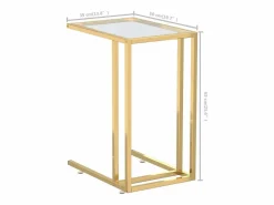 Hot vidaxl Mesa auxiliar de ordenador vidrio transparente 50x35x65 cm Transparente / Dorado