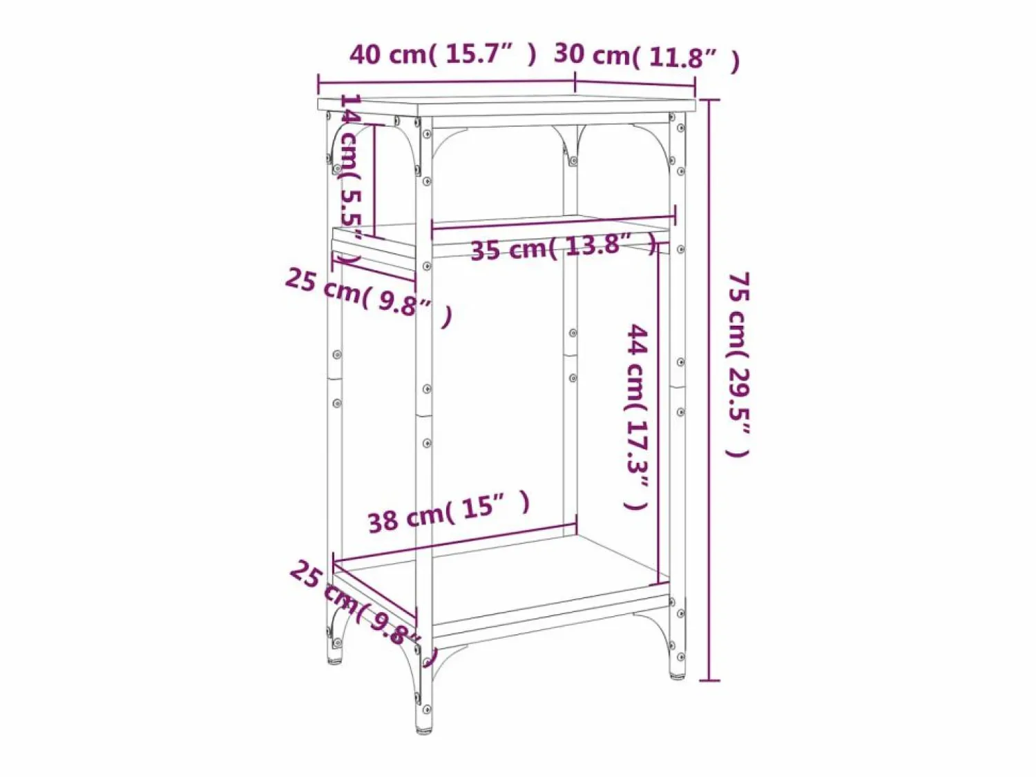 Clicnbuy Mesa auxiliar madera contrachapada roble Sonoma 40x30x75 cm