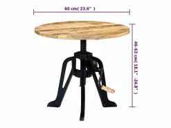 New vidaxl Mesa auxiliar madera de mango y hierro fundido 60x(46-63) cm Marru00f3n
