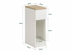 Online Sobuy Mesa Auxiliar Mesita de Noche con 1 cajón Mesa para salón Comedor 20 x 35 x 60 cm FBT111-WN ES Blanco