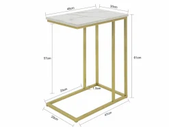 Sobuy Mesa Auxiliar para sofá Consola Mesita de Noche Mesa para portátil FBT87-G ES Dorado