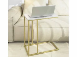 Sobuy Mesa Auxiliar para sofá Consola Mesita de Noche Mesa para portátil FBT87-G ES Dorado