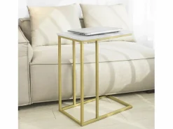 Sobuy Mesa Auxiliar para sofá Consola Mesita de Noche Mesa para portátil FBT87-G ES Dorado