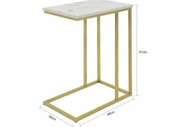 Sobuy Mesa Auxiliar para sofá Consola Mesita de Noche Mesa para portátil FBT87-G ES Dorado