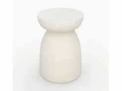 Mesa auxiliar redonda blanca de fibra de arcilla efecto cemento D35 cm - Capri Mesa Auxiliar