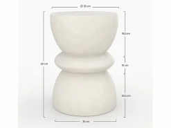 Outlet Rendez-Vous Déco Mesa auxiliar redonda blanca en fibra de arcilla efecto cemento D35 cm - Maupiti Blanco