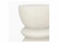 Outlet Rendez-Vous Déco Mesa auxiliar redonda blanca en fibra de arcilla efecto cemento D35 cm - Maupiti Blanco