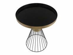 Miliboo Mesa auxiliar redonda de acero lacado y dorado 41 cm diám. SPLEEN
