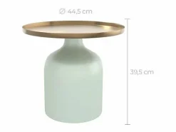Hot Mesa auxiliar redonda de metal verde agua y latón D44,5 cm - Lyne Mesa Auxiliar