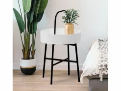 VS Venta-stock Mesa Auxiliar Redonda Jaipur, Tapa de MDF , Estructura metálica