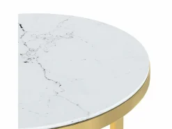 Discount Mesa auxiliar vidrio templado y mármol blanco 45 cm Mesa Auxiliar
