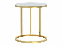 vidaxl Mesa auxiliar vidrio templado y mármol blanco 45 cm
