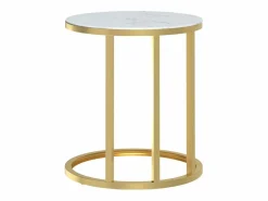 vidaxl Mesa auxiliar vidrio templado y mármol blanco 45 cm