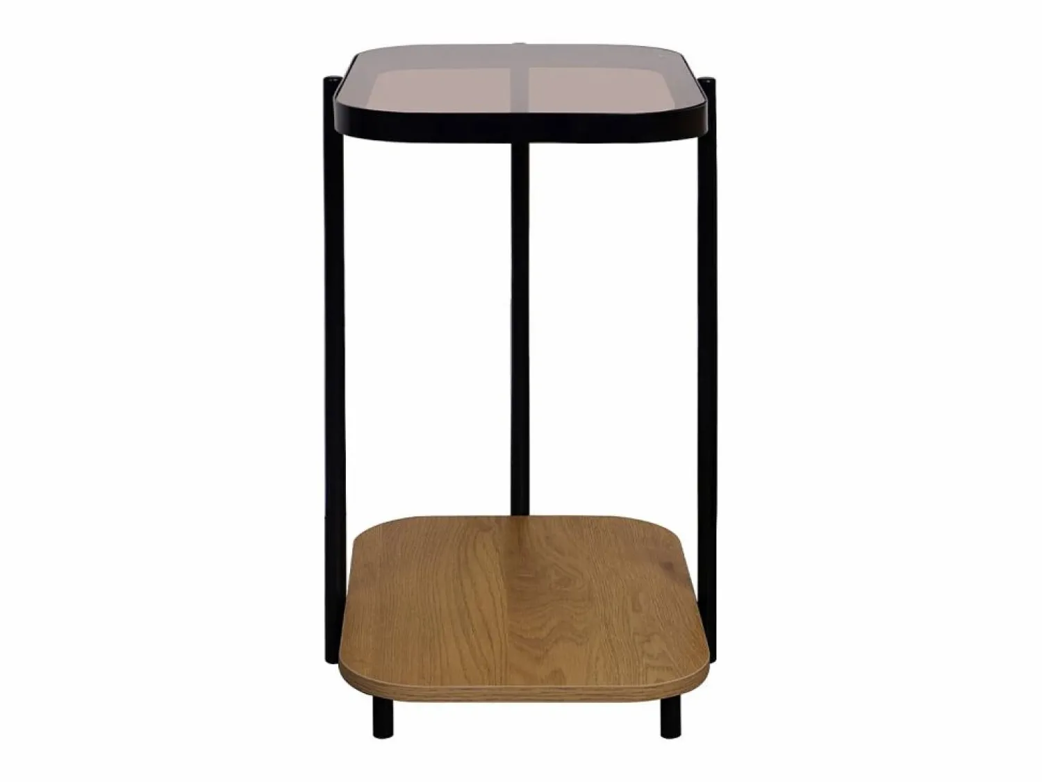 Sweeek Mesa auxiliar vintage de metal negro con 2 tableros natural