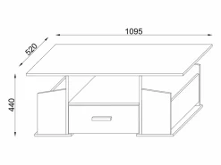 Hot Mesa auxiliar y mesa de centro Junata Blanco AL. 44 x AN. 110 x P. 52 cm Mesa Auxiliar