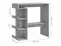 Online Clicnbuy Mesa bar almacenaje contrachapada hormigón 100x50x101,5 cm Gris
