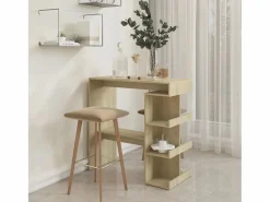 Clicnbuy Mesa bar estante almacenaje contrachapada roble 100x50x101,5 cm