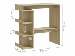 Clicnbuy Mesa bar estante almacenaje contrachapada roble 100x50x101,5 cm