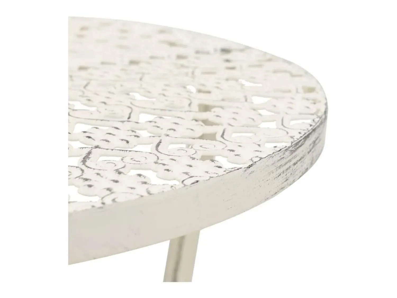 Clicnbuy Mesa bistró estilo vintage metal redonda 40x70 cm blanca Blanco